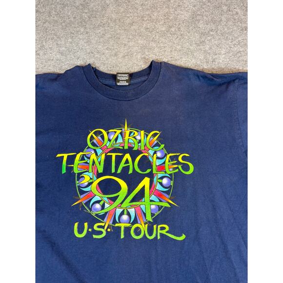 VINTAGE 90s Ozric Tentacles US Tour Shirt Mens XL Blue Psychedelic Rock Band Tee - Picture 5 of 6